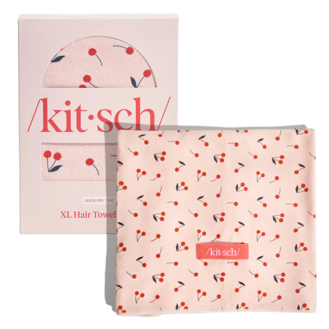 XL Hair Towel Wrap - Cherry Print