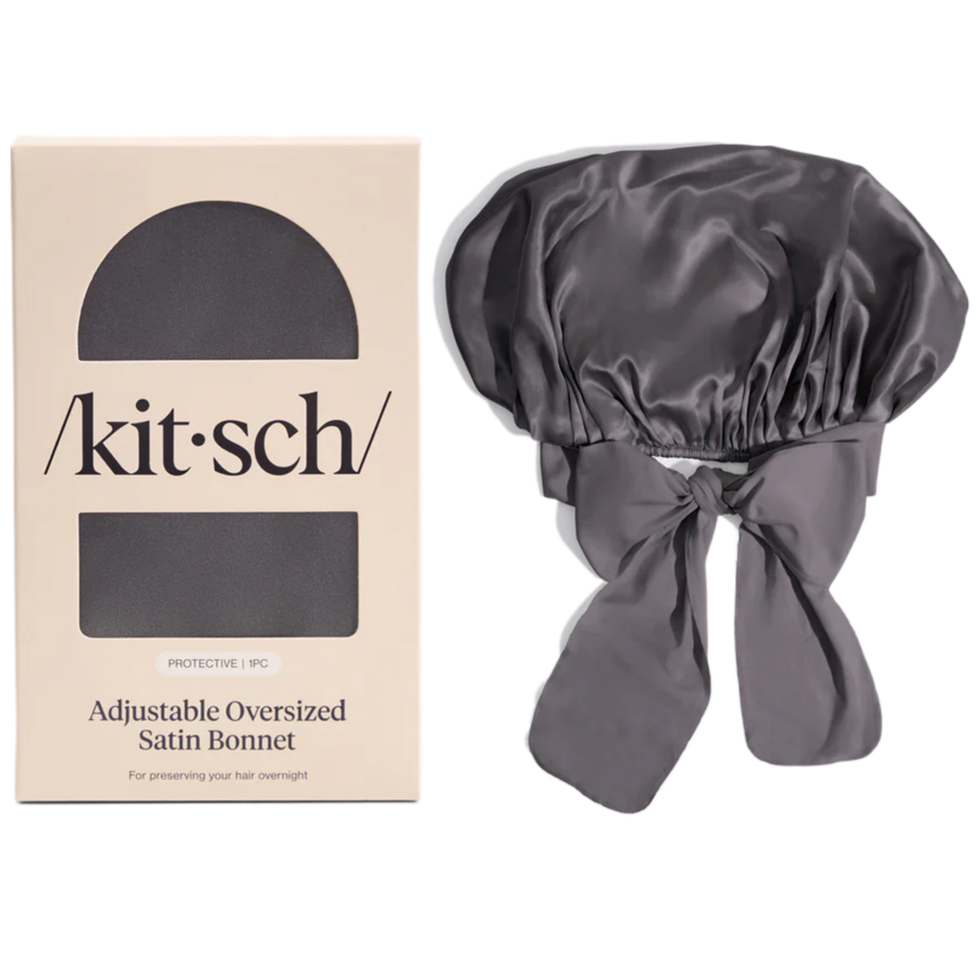 Oversized Satin Bonnet - Charcoal