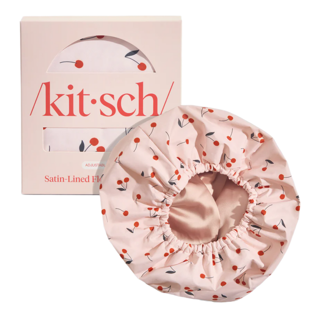 Satin Lined Shower Cap - Cherry Print