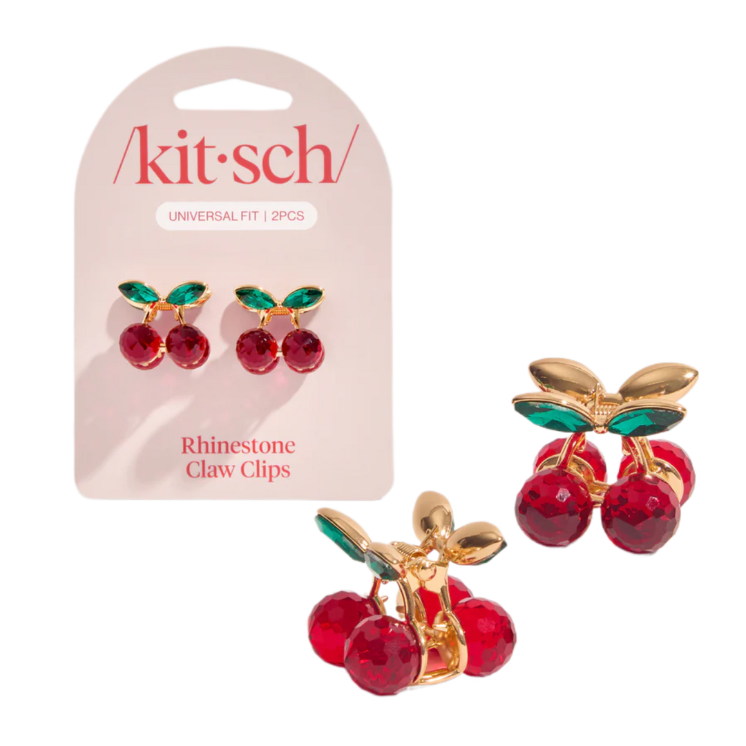 Cherry Rhinestone Claw Clips