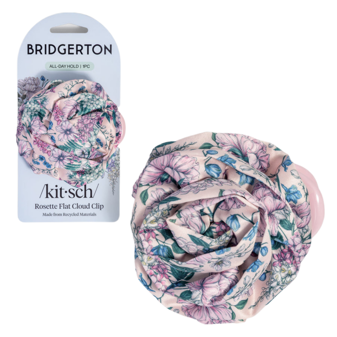 Bridgerton x Kitsch Satin Rosette Flat Cloud Clip - Wisteria