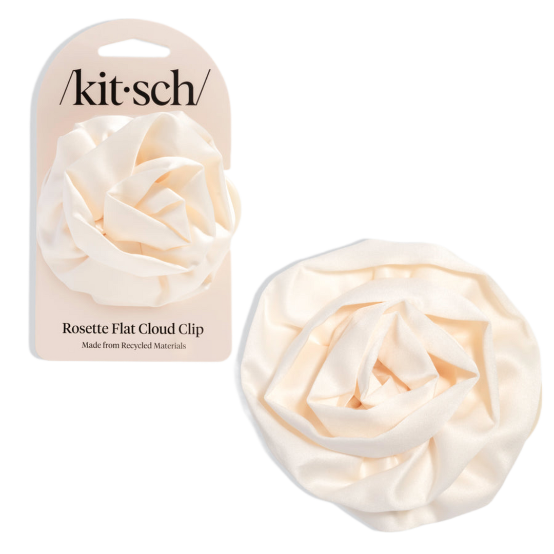 Satin Rosette Flat Cloud Clip - Cream